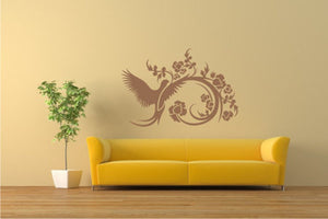 ARTISTIC FLORAL BIRD Big & Small Sizes Colour Wall Sticker Shabby Chic Romantic Style 'CH3'