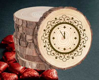 Rustic Wood Coasters Present Gift Engraved Valentine's Birthday Clock Deco24-5