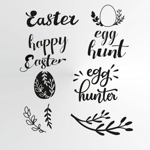 Happy Easter Egg Hunt Sizes Reusable Stencil Bunny Spring Palm Decoration 'E1'