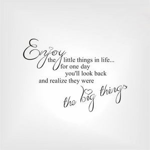 'ENJOY THE LITTLE THINGS IN LIFE..' QUOTE Big & Small Sizes Colour Wall Sticker Modern 'Q36'