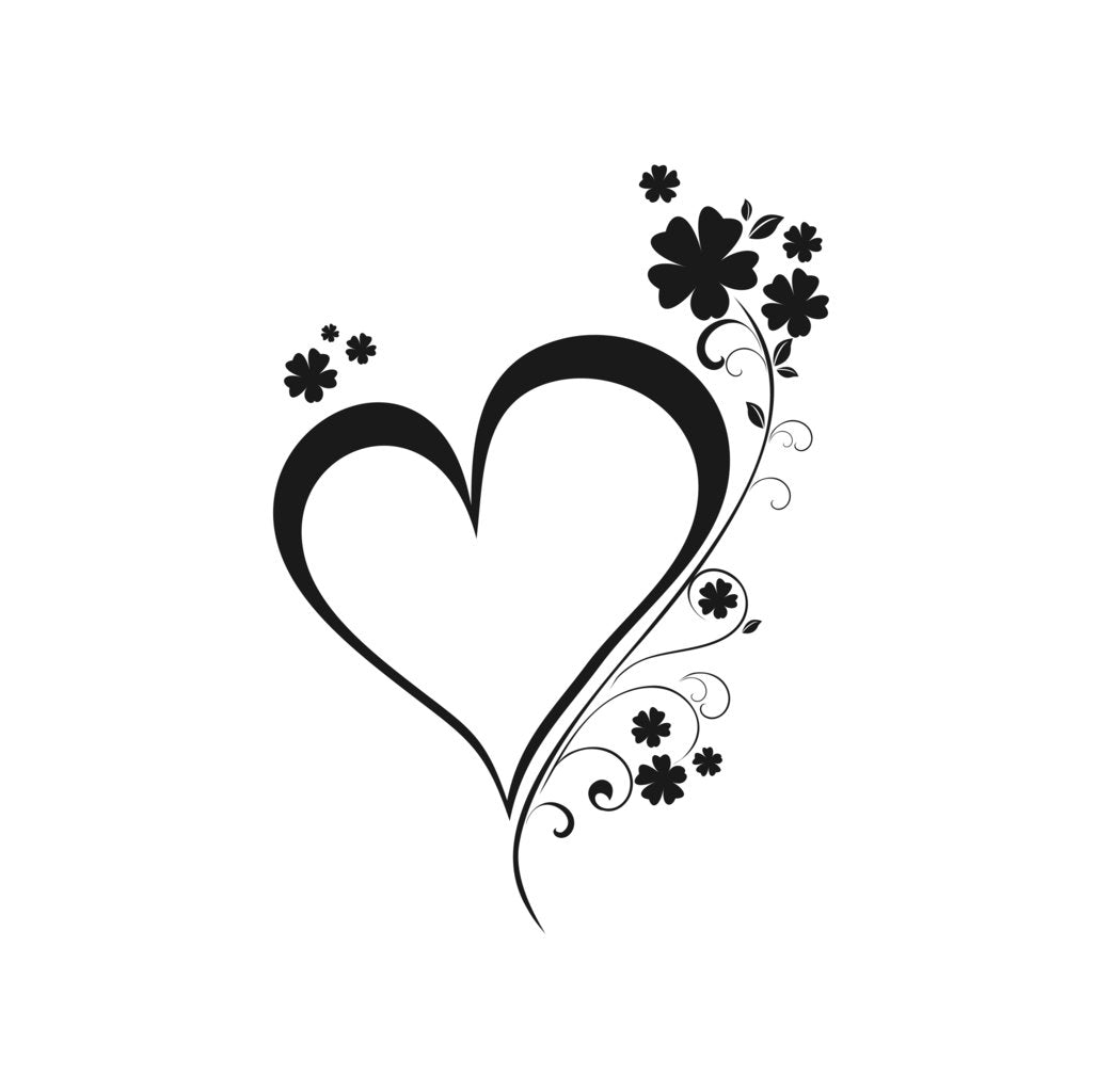 ARTISTIC HEART FLOWER BRANCH Sizes Reusable Stencil Shabby Chic Romantic Style Valentine's 'Flora46'