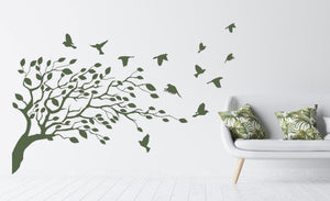 TREE FLYING AWAY BIRDS Sizes Reusable Stencil Shabby Chic Wall Decor Art Craft 'Tree29'