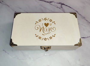 Wooden Box Personalised Engraved Christmas Gift Nanny Nan Grandma Grandmother Day Keepsake