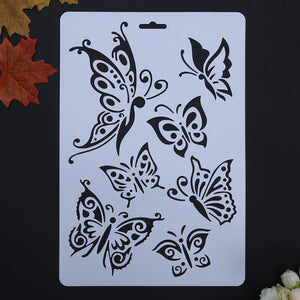 Set of Butterflies Reusable Stencil Size A4 Decor Shabby Chic Animal / B108