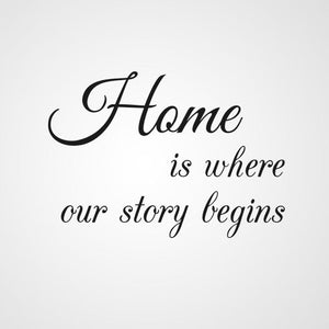 ,,HOME IS WHERE OUR STORY BEGINS '' QUOTE Big & Small Sizes Colour Wall Sticker Modern 'Q64'