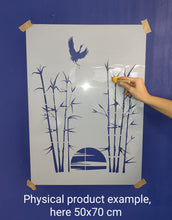 JUNGLE SUNSET BAMBOO & WILD BIRD Sizes Reusable Stencil Oriental 'Bamboo3'