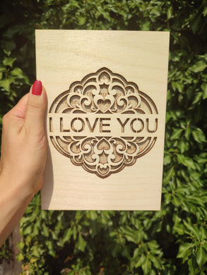 Occasional Wooden Card Invitation Custom Engraved Birthday Mothers Hearts Set K8