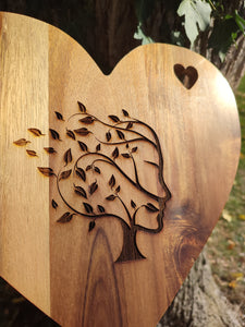 Tree Of Life Woman's Head Chopping Cutting Board Laser Engraved Personalised Snacks Cheese Board Acacia Wooden Wedding Christmas Gift