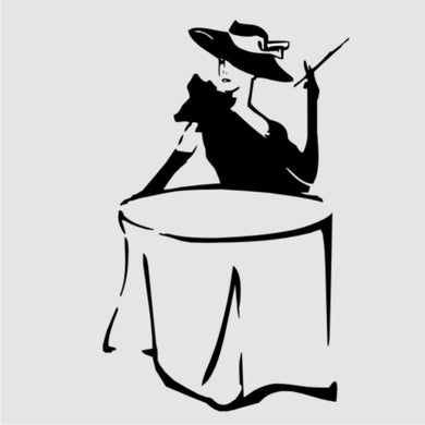 SEXY SMOKING LADY 60'S SKETCH Big & Small Sizes Colour Wall Sticker Modern Romantic Style 'K11'