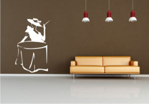 SEXY SMOKING LADY 60'S SKETCH Big & Small Sizes Colour Wall Sticker Modern Romantic Style 'K11'