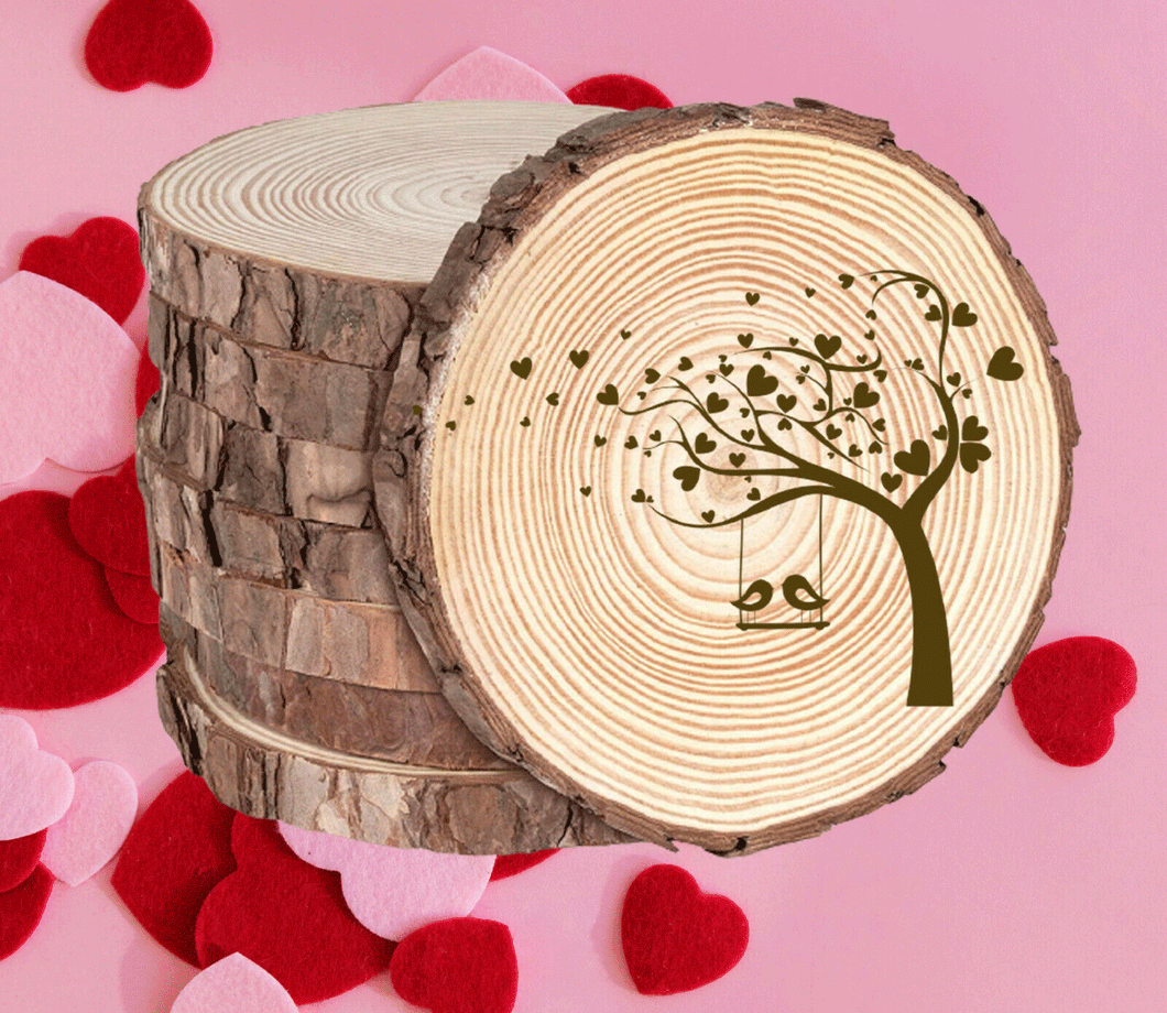 Rustic Wood Coasters Present Engraved Valentine's Birthday Mother Love Tree Ki23