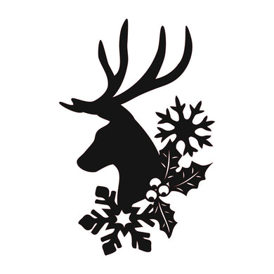 Merry Christmas Reindeer Head Holly A5 A4 A3 and Larger Reusable Stencil Self Adhesive 'Snow33'