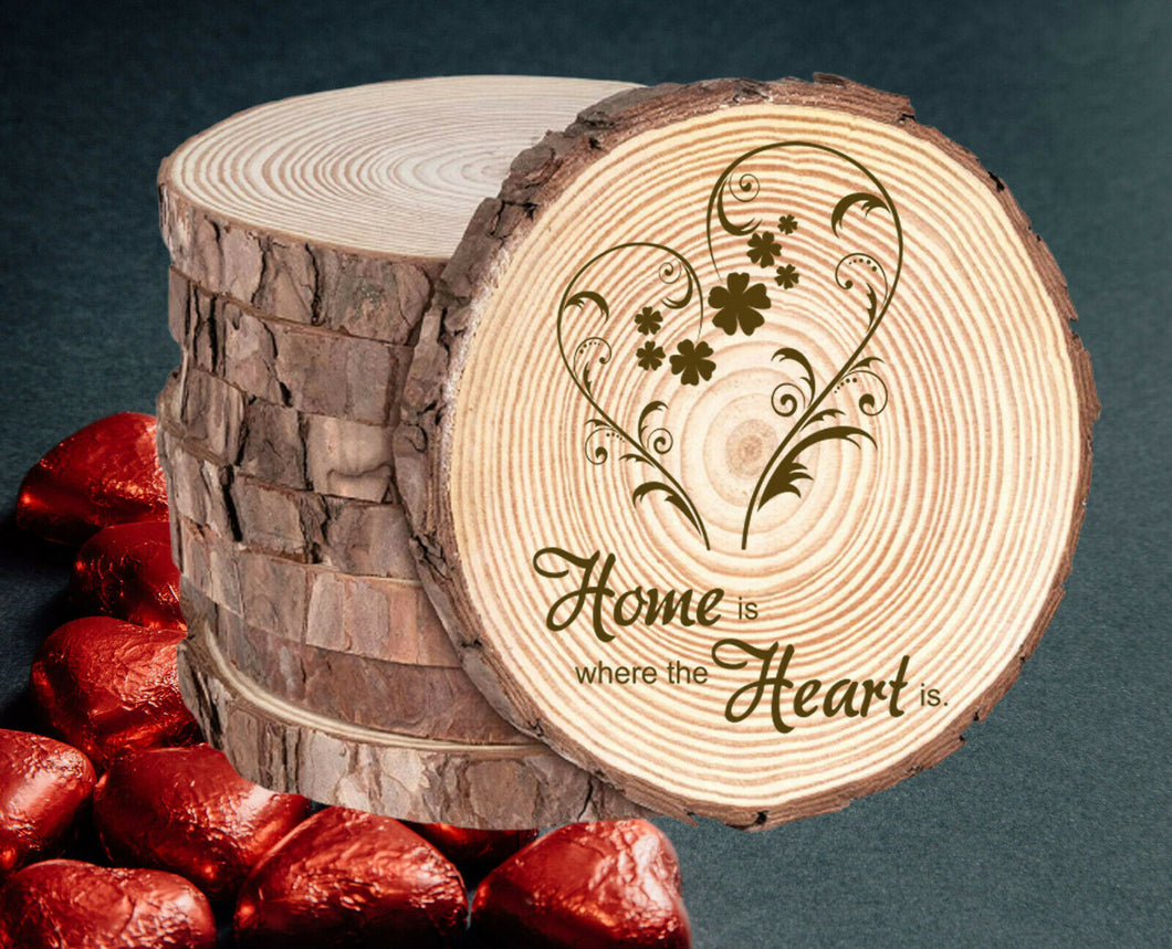 Rustic Wood Coasters Present Gift Engraved Valentine's Birthday Mother Heart N82