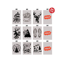 Merry Christmas Stencils Santa Claus Tree Baubles Candy Cane Set Premium 3 x A5 + 3 x A4  + 3 x A3+ 1xA5 & 1xA4 & 1xA3 FREE Reusable Mylar 30% OFF 'New22Pr'