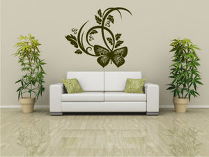 ARTISTIC LEAVES & BUTTERFLY Big & Small Sizes Colour Wall Sticker Shabby Chic Romantic Style 'CH45'