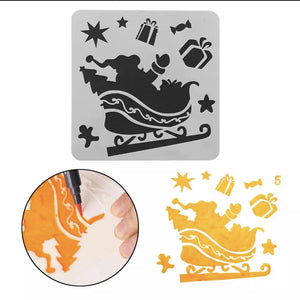 CHRISTMAS SANTA SLEIGH Reusable Stencil Various Sizes  Xmas Card Decoration / SNOW25