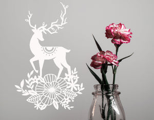 Floral Reindeer A3 A4 A5 Reusable Stencil Shabby Chic Craft Paint Wedding 'Snow51'