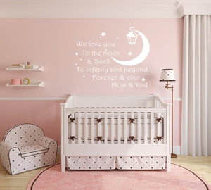 ,LOVE YOU TO THE MOON & BACK..' QUOTE Big & Small Colour Wall Sticker Modern Kids Room 'Kids104'