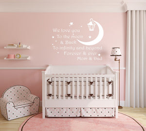 ,LOVE YOU TO THE MOON & BACK..' QUOTE Sizes Reusable Stencil Modern Kids Room 'Kids104'