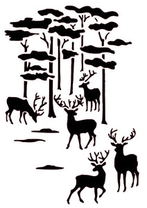 WINTER DEER FOREST Reusable Stencil Various Sizes Shabby Chic Art Christmas / Animal1