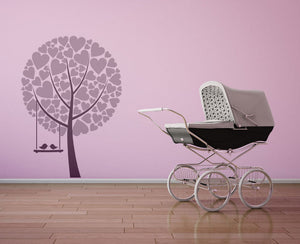 LOVE HEARTS TREE & BIRDS KIDS ROOM VALENTINE'S Big & Small Sizes Colour Wall Sticker Shabby Chic 'Kids6'