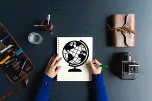Globe World Map Reusable Stencil Sizes A5 A4 A3 Travelling Travel Craft DIY Art 'P22'