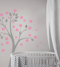 SINGLE TREE WITH FLOWERS Big & Small Sizes Colour Wall Sticker Shabby Style 'Kids9'