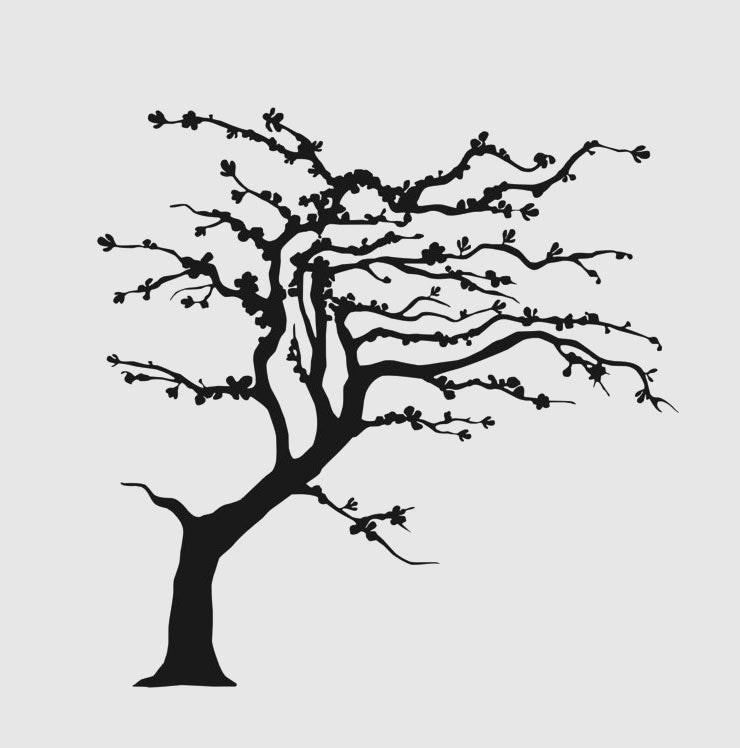 TREE WITH BURGEON Big & Small Sizes Colour Wall Sticker Tree Floral Modern Style 'J34'