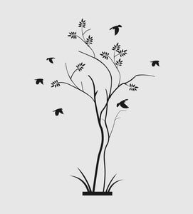 SMALL TREE & FLYING BIRDS Big & Small Sizes Colour Wall Sticker Tree Floral Modern Style 'J38'