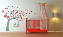 LOVE HEARTS TREE & SWING BIRDS KIDS ROOM VALENTINE'S Sizes Reusable Stencil Animal Happy 'Kids23'