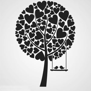 LOVE HEARTS TREE & BIRDS KIDS ROOM VALENTINE'S Sizes Reusable Stencil Animal Happy 'Kids6'