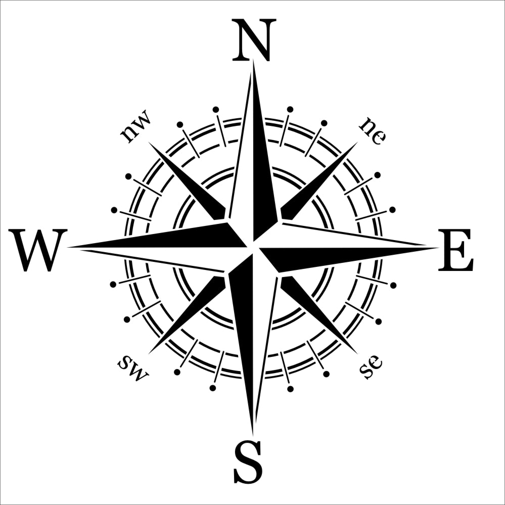 WIND ROSE, TRAVEL COMPASS Small & Big Sizes Wall Sticker Travelling Modern Style 'Compass2'