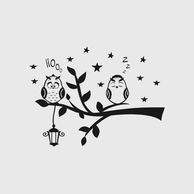CRAZY OWLS ON BRANCH KIDS ROOM Sizes Reusable Stencil Animal Happy Modern Style 'Kids4'