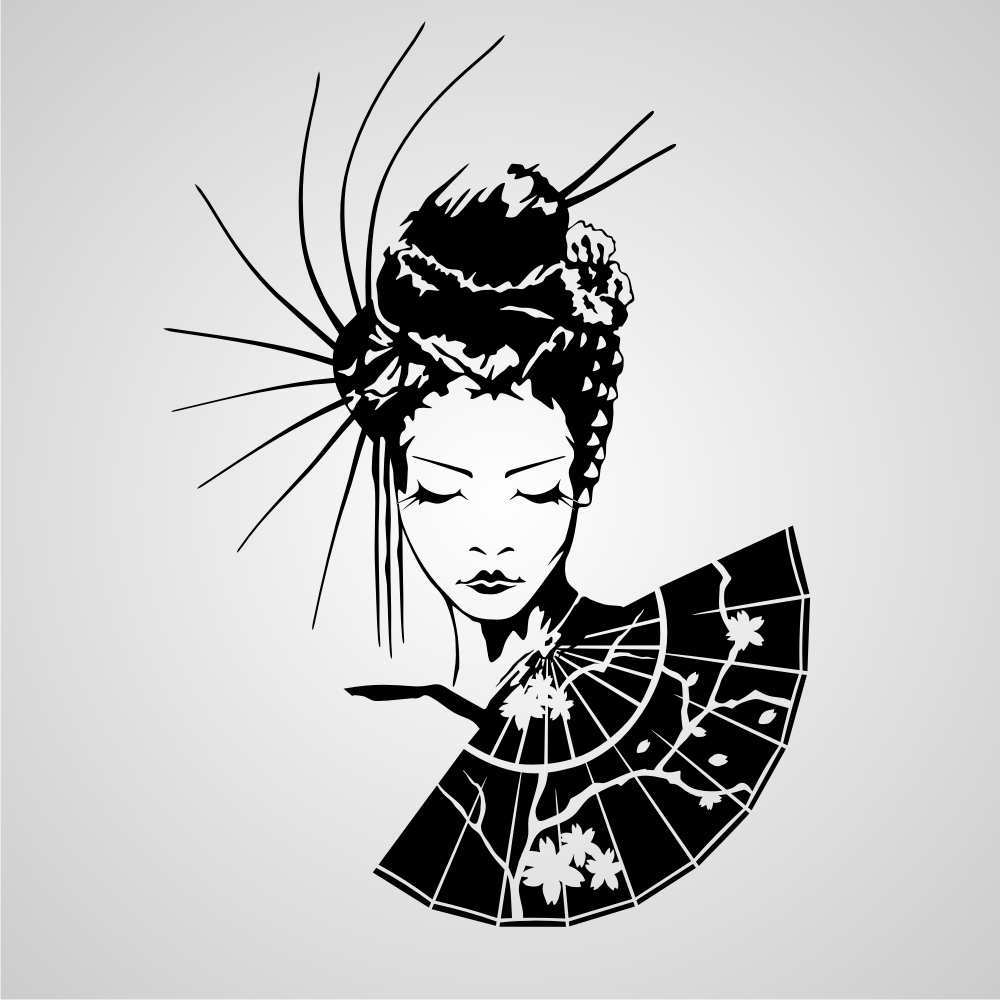 GEISHA WITH A FAN Sizes Reusable Stencil Oriental Exotic Travel Romantic Style 'K4'