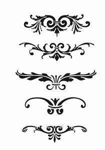 SET OF BAROQUE ORNAMENTS Sizes Reusable Stencil Shabby Chic Romantic Style 'B10'