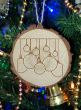 Hanging Natural Wooden Rustic Christmas Ball Bauble Engraved Gift Present Keepsake / S32