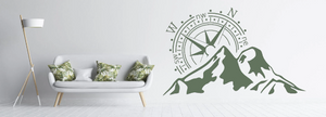 Compass Mountain Decorative Sticker Wall Art Travelling Exotic / MT13