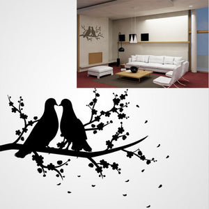 LOVE PIGEONS ON THE TREE BRANCH Big & Small Sizes Colour Wall Sticker Valentine's Shabby Chic 'Bird106'