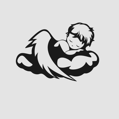 SLEEPING ANGEL ON CLOUD KIDS ROOM Big & Small Sizes Colour Wall Sticker Modern Style 'Kids106'