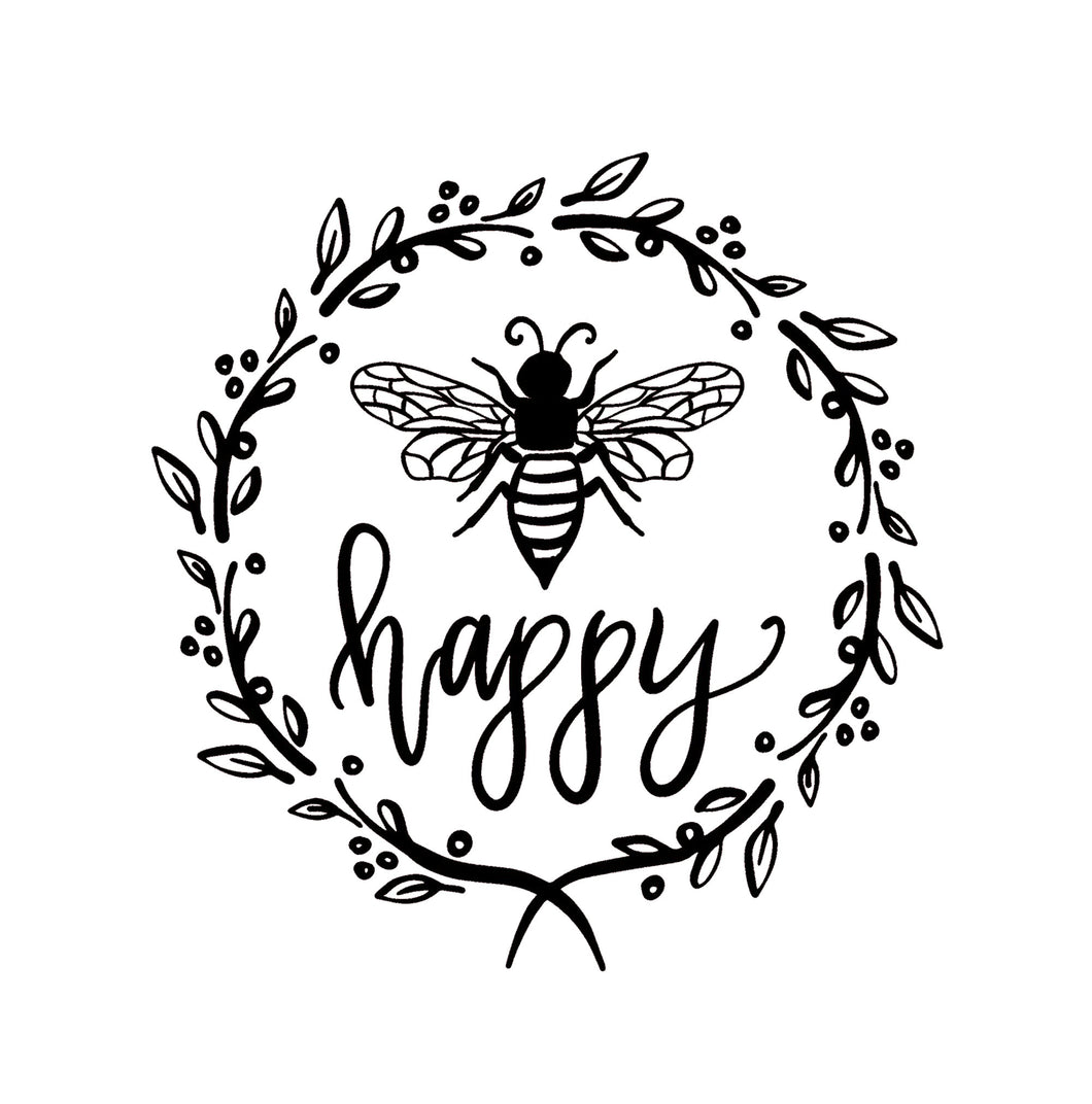 Happy Bee Quote Reusable Stencil Sizes A5 A4 A3 & Larger Craft Paint Wall Decor Spiritual Ezoteric 'MG22'