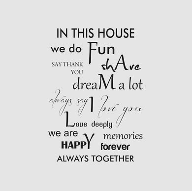 HOUSE FAMILY RULES QUOTE Sizes Reusable Stencil Modern Romantic Style 'Q11'