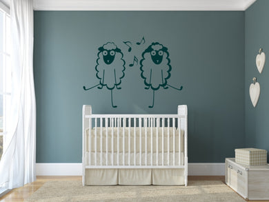 FUNNY DANCING SHEEPS KIDS ROOM Big & Small Sizes Colour Wall Sticker Animal Happy Style 'Kids60'