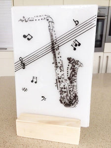 SAXOPHONE MUSIC TREBLE CLEF Sizes Reusable Stencil Modern Instrument 'Music2'