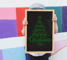 Merry Christmas Tree Sign Reusable Stencil A5 A4 A3 Gift Holly Present 'Snow42'