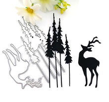 Christmas Reindeer in Trees Forest Winter Cards Decoration Reusable Stencil Various Sizes / SNOW18