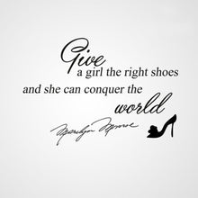 'GIVE A GIRL RIGHT SHOES..' MARILYN MONROE QUOTE Big & Small Sizes Colour Wall Sticker Modern 'Q23'