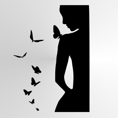 WOMEN WITH BUTTERFLIES Big & Small Sizes Colour Wall Sticker Modern Romantic Style 'J43'