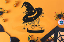 Halloween Witch With A Hat Reusable Stencil Sizes A5 A4 A3 Decor Spiritual Fun Spider 'MG42'