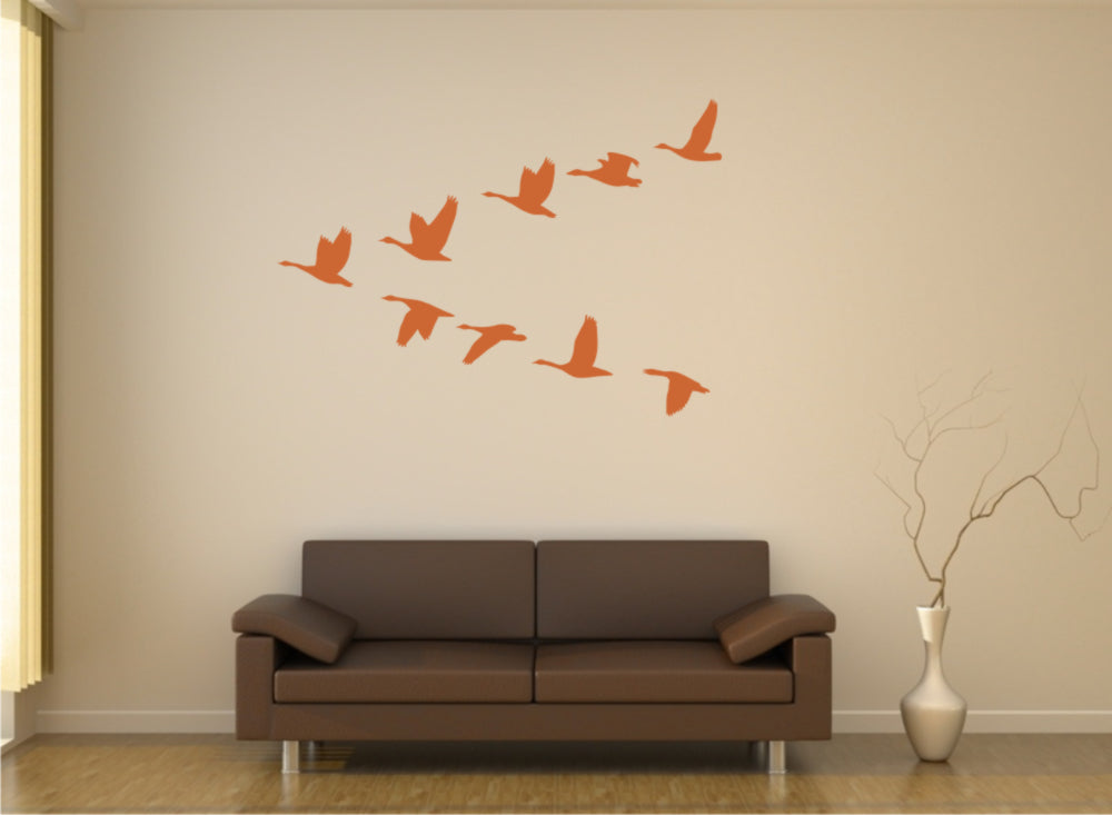 V FORMATION FLYING BIRDS Big & Small Sizes Colour Wall Sticker Shabby Chic Romantic Style 'Birds117'