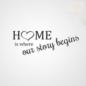 ,,HOME IS WHERE OUR STORY BEGINS'' QUOTE Big & Small Sizes Colour Wall Sticker Modern 'Q55'